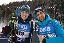 20.01.2019, Ruhpolding, Germany (GER): Vetle Sjaastad Christiansen (NOR), Simon Desthieux (FRA), (l-r) -  IBU world cup biathlon, mass men, Ruhpolding (GER). www.nordicfocus.com. © Manzoni/NordicFocus. Every downloaded picture is fee-liable.