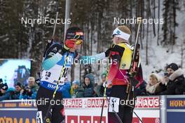 20.01.2019, Ruhpolding, Germany (GER): Quentin Fillon Maillet (FRA), Johannes Thingnes Boe (NOR), (l-r) -  IBU world cup biathlon, mass men, Ruhpolding (GER). www.nordicfocus.com. © Manzoni/NordicFocus. Every downloaded picture is fee-liable.