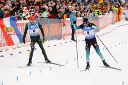 20.01.2019, Ruhpolding, Germany (GER): Simon Desthieux (FRA), Arnd Peiffer (GER) -  IBU world cup biathlon, mass men, Ruhpolding (GER). www.nordicfocus.com. © Tumashov/NordicFocus. Every downloaded picture is fee-liable.