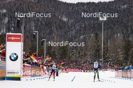 20.01.2019, Ruhpolding, Germany (GER): Ingrid Landmark Tandrevold (NOR), Franziska Preuss (GER), (l-r) -  IBU world cup biathlon, mass women, Ruhpolding (GER). www.nordicfocus.com. © Manzoni/NordicFocus. Every downloaded picture is fee-liable.