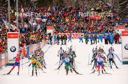 20.01.2019, Ruhpolding, Germany (GER): Event Feature: Start -  IBU world cup biathlon, mass women, Ruhpolding (GER). www.nordicfocus.com. © Tumashov/NordicFocus. Every downloaded picture is fee-liable.