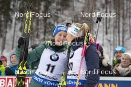 20.01.2019, Ruhpolding, Germany (GER): Franziska Preuss (GER), Ingrid Landmark Tandrevold (NOR), (l-r) -  IBU world cup biathlon, mass women, Ruhpolding (GER). www.nordicfocus.com. © Manzoni/NordicFocus. Every downloaded picture is fee-liable.