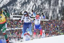 20.01.2019, Ruhpolding, Germany (GER): Lena Haecki (SUI), Paulina Fialkova (SVK) -  IBU world cup biathlon, mass women, Ruhpolding (GER). www.nordicfocus.com. © Tumashov/NordicFocus. Every downloaded picture is fee-liable.