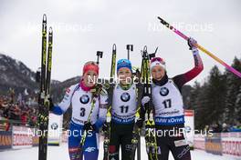 20.01.2019, Ruhpolding, Germany (GER): Paulina Fialkova (SVK), Franziska Preuss (GER), Ingrid Landmark Tandrevold (NOR), (l-r) -  IBU world cup biathlon, mass women, Ruhpolding (GER). www.nordicfocus.com. © Manzoni/NordicFocus. Every downloaded picture is fee-liable.