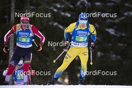 18.01.2019, Ruhpolding, Germany (GER): Simon Eder (AUT), Jesper Nelin (SWE), (l-r) -  IBU world cup biathlon, relay men, Ruhpolding (GER). www.nordicfocus.com. © Manzoni/NordicFocus. Every downloaded picture is fee-liable.