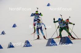 18.01.2019, Ruhpolding, Germany (GER): Lukas Hofer (ITA), Mario Dolder (SUI) -  IBU world cup biathlon, relay men, Ruhpolding (GER). www.nordicfocus.com. © Tumashov/NordicFocus. Every downloaded picture is fee-liable.