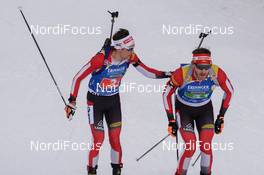 18.01.2019, Ruhpolding, Germany (GER): Felix Leitner (AUT), Simon Eder (AUT) -  IBU world cup biathlon, relay men, Ruhpolding (GER). www.nordicfocus.com. © Tumashov/NordicFocus. Every downloaded picture is fee-liable.