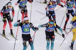 18.01.2019, Ruhpolding, Germany (GER): Emilien Jacquelin (FRA), Martin Fourcade (FRA) -  IBU world cup biathlon, relay men, Ruhpolding (GER). www.nordicfocus.com. © Tumashov/NordicFocus. Every downloaded picture is fee-liable.