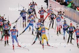 18.01.2019, Ruhpolding, Germany (GER): (l-r) Start -  IBU world cup biathlon, relay men, Ruhpolding (GER). www.nordicfocus.com. © Tumashov/NordicFocus. Every downloaded picture is fee-liable.