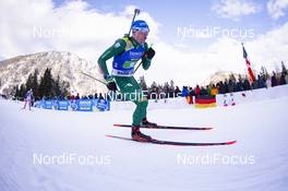18.01.2019, Ruhpolding, Germany (GER): Lukas Hofer (ITA) -  IBU world cup biathlon, relay men, Ruhpolding (GER). www.nordicfocus.com. © Manzoni/NordicFocus. Every downloaded picture is fee-liable.
