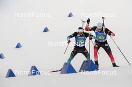 18.01.2019, Ruhpolding, Germany (GER): Martin Fourcade (FRA), Vetle Sjaastad Christiansen (NOR) -  IBU world cup biathlon, relay men, Ruhpolding (GER). www.nordicfocus.com. © Tumashov/NordicFocus. Every downloaded picture is fee-liable.