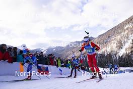 18.01.2019, Ruhpolding, Germany (GER): Evgeniy Garanichev (RUS), Scott Gow (CAN), (l-r) -  IBU world cup biathlon, relay men, Ruhpolding (GER). www.nordicfocus.com. © Manzoni/NordicFocus. Every downloaded picture is fee-liable.
