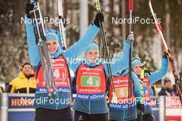 19.01.2019, Ruhpolding, Germany (GER): Julia Simon (FRA), Anais Bescond (FRA), Justine Braisaz (FRA), Anais Chevalier (FRA) -  IBU world cup biathlon, relay women, Ruhpolding (GER). www.nordicfocus.com. © Tumashov/NordicFocus. Every downloaded picture is fee-liable.