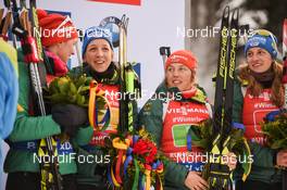 19.01.2019, Ruhpolding, Germany (GER): Vanessa Hinz (GER), Laura Dahlmeier (GER), Franziska Preuss (GER), Denise Herrmann (GER) -  IBU world cup biathlon, relay women, Ruhpolding (GER). www.nordicfocus.com. © Tumashov/NordicFocus. Every downloaded picture is fee-liable.
