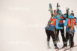 19.01.2019, Ruhpolding, Germany (GER): Anais Chevalier (FRA), Justine Braisaz (FRA), Anais Bescond (FRA), Julia Simon (FRA) -  IBU world cup biathlon, relay women, Ruhpolding (GER). www.nordicfocus.com. © Tumashov/NordicFocus. Every downloaded picture is fee-liable.