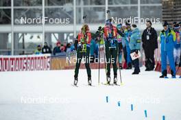 19.01.2019, Ruhpolding, Germany (GER): Laura Dahlmeier (GER), Franziska Preuss (GER), (l-r) -  IBU world cup biathlon, relay women, Ruhpolding (GER). www.nordicfocus.com. © Manzoni/NordicFocus. Every downloaded picture is fee-liable.
