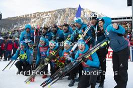 19.01.2019, Ruhpolding, Germany (GER): Anais Chevalier (FRA), Justine Braisaz (FRA), Anais Bescond (FRA), Julia Simon (FRA), (l-r) -  IBU world cup biathlon, relay women, Ruhpolding (GER). www.nordicfocus.com. © Manzoni/NordicFocus. Every downloaded picture is fee-liable.