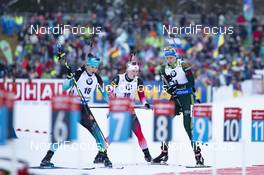 17.01.2019, Ruhpolding, Germany (GER): Julia Simon (FRA), Marte Olsbu Roeiseland (NOR), Vanessa Hinz (GER), (l-r) -  IBU world cup biathlon, sprint women, Ruhpolding (GER). www.nordicfocus.com. © Manzoni/NordicFocus. Every downloaded picture is fee-liable.