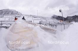 15.01.2019, Ruhpolding, Germany (GER): Event Feature: volunteers prepare the venue for the world cup -  IBU world cup biathlon, training, Ruhpolding (GER). www.nordicfocus.com. © Manzoni/NordicFocus. Every downloaded picture is fee-liable.