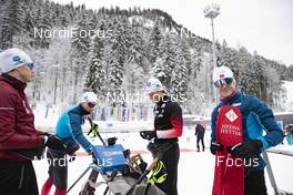 15.01.2019, Ruhpolding, Germany (GER): Vetle Sjastad Christiansen (NOR), Henrik l'Abee-Lund (NOR), Lars Helge Birkeland (NOR), Johannes Thingnes Boe (NOR), (l-r) -  IBU world cup biathlon, training, Ruhpolding (GER). www.nordicfocus.com. © Manzoni/NordicFocus. Every downloaded picture is fee-liable.