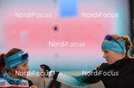 15.01.2019, Ruhpolding, Germany (GER): Anais Bescond (FRA), Celia Aymonier (FRA) -  IBU world cup biathlon, training, Ruhpolding (GER). www.nordicfocus.com. © Tumashov/NordicFocus. Every downloaded picture is fee-liable.
