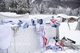 15.01.2019, Ruhpolding, Germany (GER): Event Feature: advertisments wait to be fixed -  IBU world cup biathlon, training, Ruhpolding (GER). www.nordicfocus.com. © Manzoni/NordicFocus. Every downloaded picture is fee-liable.