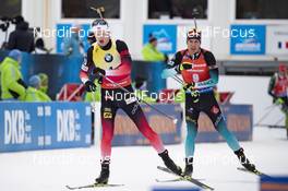 27.01.2019, Antholz, Italy (ITA): Johannes Thingnes Boe (NOR), Quentin Fillon Maillet (FRA), (l-r) -  IBU world cup biathlon, mass men, Antholz (ITA). www.nordicfocus.com. © Manzoni/NordicFocus. Every downloaded picture is fee-liable.