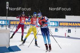 27.01.2019, Antholz, Italy (ITA): Andrejs Rastorgujevs (LAT), Sebastian Samuelsson (SWE), Martin Jaeger (SUI), (l-r) -  IBU world cup biathlon, mass men, Antholz (ITA). www.nordicfocus.com. © Manzoni/NordicFocus. Every downloaded picture is fee-liable.
