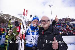 27.01.2019, Antholz, Italy (ITA): Vanessa Hinz (GER), Werner Brombach (GER) CEO Privatbrauerei Erdinger Weissbraeu Werner Brombach GmbH, (l-r) -  IBU world cup biathlon, mass women, Antholz (ITA). www.nordicfocus.com. © Manzoni/NordicFocus. Every downloaded picture is fee-liable.