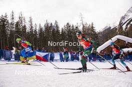 26.01.2019, Antholz, Italy (ITA): Iryna Kryuko (BLR), Nicole Gontier (ITA), Anais Chevalier (FRA), (l-r) -  IBU world cup biathlon, pursuit women, Antholz (ITA). www.nordicfocus.com. © Manzoni/NordicFocus. Every downloaded picture is fee-liable.