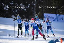 24.01.2019, Antholz, Italy (ITA): Lena Haecki (SUI), Vanessa Hinz (GER), Elisa Gasparin (SUI), Anais Bescond (FRA), Anastasiya Kuzmina (SVK), (l-r) -  IBU world cup biathlon, sprint women, Antholz (ITA). www.nordicfocus.com. © Manzoni/NordicFocus. Every downloaded picture is fee-liable.