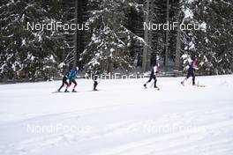 23.01.2019, Antholz, Italy (ITA): Simon Desthieux (FRA), Vetle Sjaastad Christiansen (NOR), Martin Fourcade (FRA), Felix Leitner (AUT), Dominik Landertinger (AUT), (l-r) -  IBU world cup biathlon, training, Antholz (ITA). www.nordicfocus.com. © Manzoni/NordicFocus. Every downloaded picture is fee-liable.