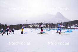 08.02.2019, Canmore, Canada (CAN): Roman Rees (GER), Gabriel Stegmayr (SWE), Lars Helge Birkeland (NOR), Evgeniy Garanichev (RUS), (l-r) -  IBU world cup biathlon, relay men, Canmore (CAN). www.nordicfocus.com. © Manzoni/NordicFocus. Every downloaded picture is fee-liable.