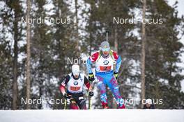 08.02.2019, Canmore, Canada (CAN): Lars Helge Birkeland (NOR), Evgeniy Garanichev (RUS), (l-r) -  IBU world cup biathlon, relay men, Canmore (CAN). www.nordicfocus.com. © Manzoni/NordicFocus. Every downloaded picture is fee-liable.