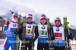 08.02.2019, Canmore, Canada (CAN): Alexander Povarnitsyn (RUS), Alexander Loginov (RUS), Eduard Latypov (RUS), Evgeniy Garanichev (RUS), (l-r) -  IBU world cup biathlon, relay men, Canmore (CAN). www.nordicfocus.com. © Manzoni/NordicFocus. Every downloaded picture is fee-liable.