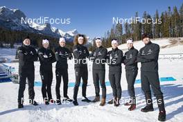 06.02.2019, Canmore, Canada (CAN): Matthias Ahrens (GER) coach Team Canada, Brendan Green (CAN), Scott Gow (CAN), Jules Burnotte (CAN), Christian Gow (CAN) -  IBU world cup biathlon, training, Canmore (CAN). www.nordicfocus.com. © Manzoni/NordicFocus. Every downloaded picture is fee-liable.