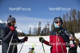 05.02.2019, Canmore, Canada (CAN): Armin Auchentaller (ITA), Coach Team Switzerland, Clare Egan (USA), (l-r) -  IBU world cup biathlon, training, Canmore (CAN). www.nordicfocus.com. © Manzoni/NordicFocus. Every downloaded picture is fee-liable.