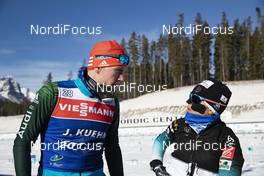 05.02.2019, Canmore, Canada (CAN): Johannes Kuehn (GER), Celia Aymonier (FRA), (l-r) -  IBU world cup biathlon, training, Canmore (CAN). www.nordicfocus.com. © Manzoni/NordicFocus. Every downloaded picture is fee-liable.