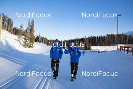 10.02.2019, Canmore, Canada (CAN): Event Feature: Two Italian technicians come back from the snow temperature check -  IBU world cup biathlon, training, Canmore (CAN). www.nordicfocus.com. © Manzoni/NordicFocus. Every downloaded picture is fee-liable.