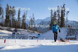10.02.2019, Canmore, Canada (CAN): Event Feature: A volunteer prepares the shooting range -  IBU world cup biathlon, training, Canmore (CAN). www.nordicfocus.com. © Manzoni/NordicFocus. Every downloaded picture is fee-liable.
