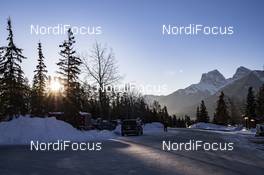 10.02.2019, Canmore, Canada (CAN): Event Feature: Sunrise over the nordic center of Canmore with the Biathlon venue -  IBU world cup biathlon, training, Canmore (CAN). www.nordicfocus.com. © Manzoni/NordicFocus. Every downloaded picture is fee-liable.