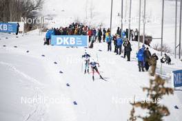 16.02.2019, Soldier Hollow, United States of America (USA): Simon Desthieux (FRA), Vetle Sjaastad Christiansen (NOR), (l-r) -  IBU world cup biathlon, pursuit men, Soldier Hollow (USA). www.nordicfocus.com. © Manzoni/NordicFocus. Every downloaded picture is fee-liable.