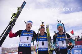 16.02.2019, Soldier Hollow, United States of America (USA): Vetle Sjaastad Christiansen (NOR), Quentin Fillon Maillet (FRA), Simon Desthieux (FRA), (l-r) -  IBU world cup biathlon, pursuit men, Soldier Hollow (USA). www.nordicfocus.com. © Manzoni/NordicFocus. Every downloaded picture is fee-liable.