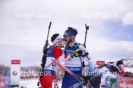16.02.2019, Soldier Hollow, United States of America (USA): Christian Gow (CAN), Benjamin Weger (SUI), (l-r) -  IBU world cup biathlon, pursuit men, Soldier Hollow (USA). www.nordicfocus.com. © Manzoni/NordicFocus. Every downloaded picture is fee-liable.