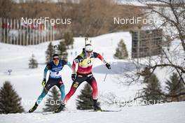 16.02.2019, Soldier Hollow, United States of America (USA): Quentin Fillon Maillet (FRA), Johannes Thingnes Boe (NOR), (l-r) -  IBU world cup biathlon, pursuit men, Soldier Hollow (USA). www.nordicfocus.com. © Manzoni/NordicFocus. Every downloaded picture is fee-liable.