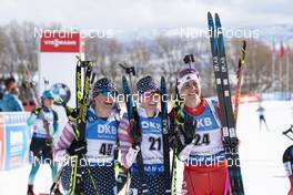16.02.2019, Soldier Hollow, United States of America (USA): Susan Dunklee (USA), Clare Egan (USA), Rosanna Crawford (CAN), (l-r) -  IBU world cup biathlon, pursuit women, Soldier Hollow (USA). www.nordicfocus.com. © Manzoni/NordicFocus. Every downloaded picture is fee-liable.