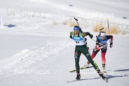 16.02.2019, Soldier Hollow, United States of America (USA): Vanessa Hinz (GER), Ingrid Landmark Tandrevold (NOR), (l-r) -  IBU world cup biathlon, pursuit women, Soldier Hollow (USA). www.nordicfocus.com. © Manzoni/NordicFocus. Every downloaded picture is fee-liable.