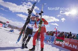 16.02.2019, Soldier Hollow, United States of America (USA): Johanna Talihaerm (EST), Sarah Beaudry (CAN), (l-r) -  IBU world cup biathlon, pursuit women, Soldier Hollow (USA). www.nordicfocus.com. © Manzoni/NordicFocus. Every downloaded picture is fee-liable.