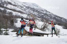 17.02.2019, Soldier Hollow, United States of America (USA): Simon Desthieux (FRA), Johannes Thingnes Boe (NOR), Benedikt Doll (GER), (l-r) -  IBU world cup biathlon, relay mixed, Soldier Hollow (USA). www.nordicfocus.com. © Manzoni/NordicFocus. Every downloaded picture is fee-liable.