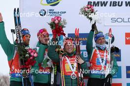 17.02.2019, Soldier Hollow, United States of America (USA): Eric Lesser (GER), Benedikt Doll (GER), Franziska Hildebrand (GER), Vanessa Hinz (GER), (l-r) -  IBU world cup biathlon, relay mixed, Soldier Hollow (USA). www.nordicfocus.com. © Manzoni/NordicFocus. Every downloaded picture is fee-liable.